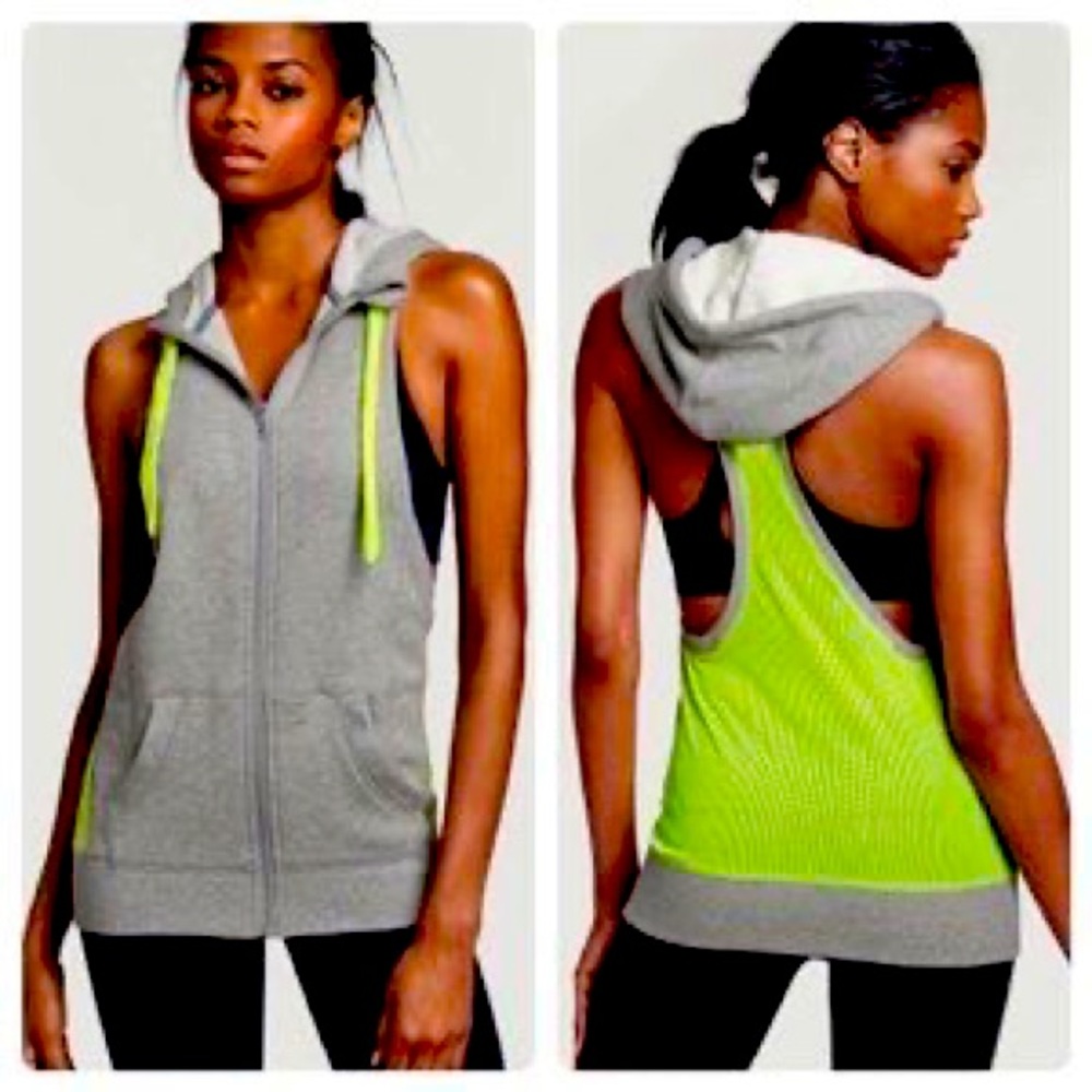Victoria’s Secret Sport neon green gray vest L workout gear athletic NWOT